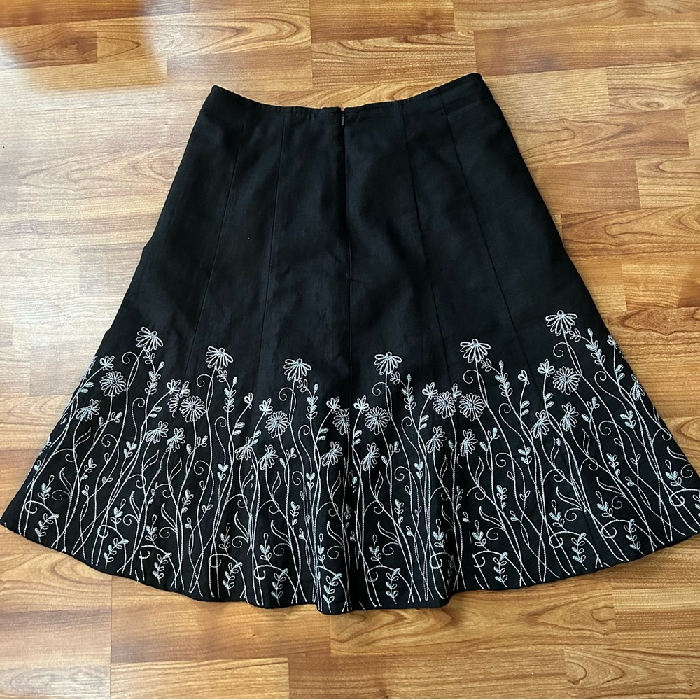 3/$20 Christopher & Banks black embroidered skirt - Picture 6 of 7